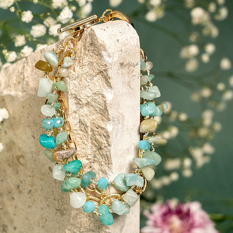 Amazonite Double Layer Alloy Bracelet