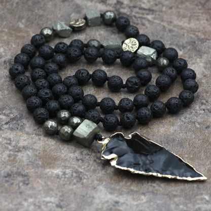 Lava Stone Arrow Pendant Necklace