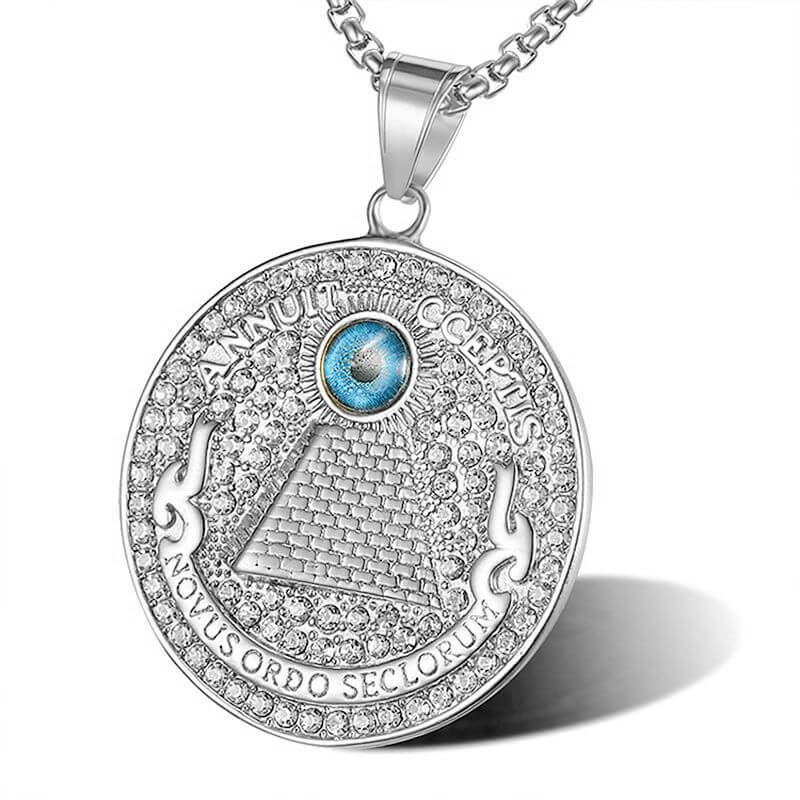 HIPHOP Jewelry Titanium Steel Gold-plated Zircon God's Eye Pendant