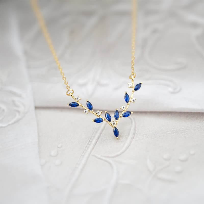 Women's Blue Skinny Antlers Necklace