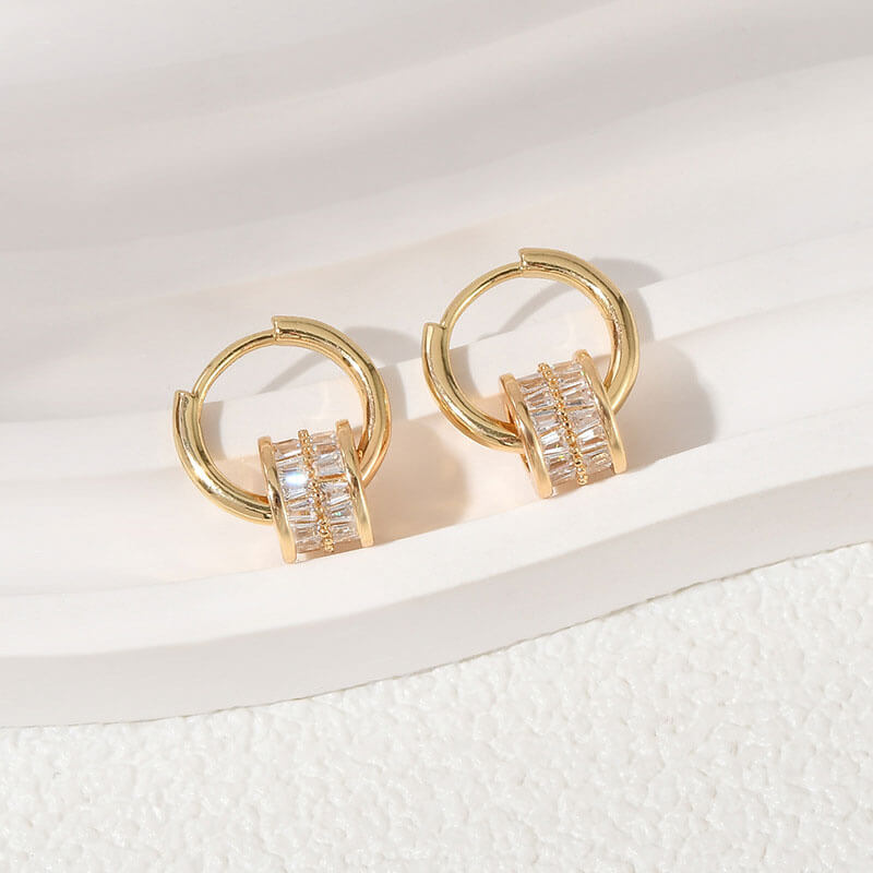 Zircon Inlaid Rotatable Earrings