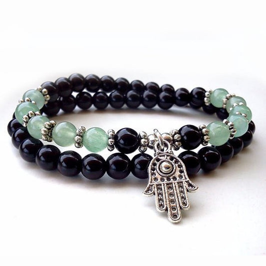 6mm Double Wrap Men Women Hamsa Bracelet Set