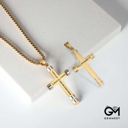 "I CAN DO ALL THINGS" Men's Strength Cross Necklace