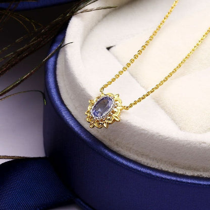 Sapphire European Style Retro Simple Pendant Necklace