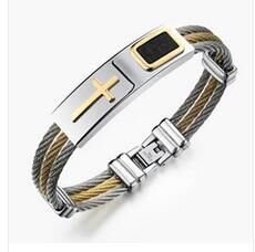 Gold Simple Cross Stainless Steel Bracelet