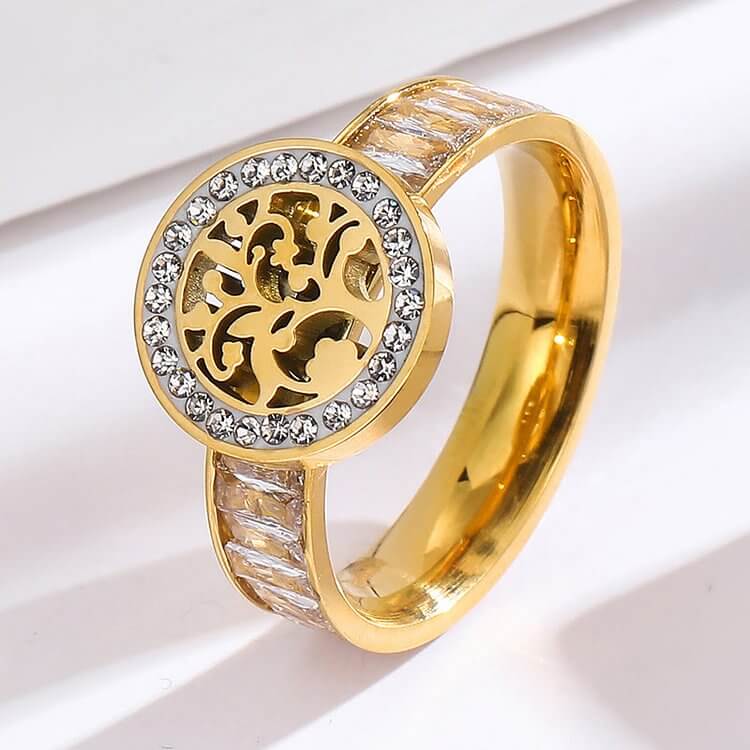 "Growth" - Elegant Zircon Tree of Life Ring