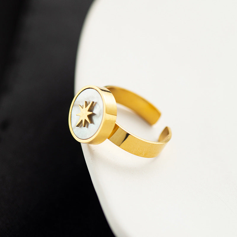 Bohemia Hexagram Shell Adjustable Ring