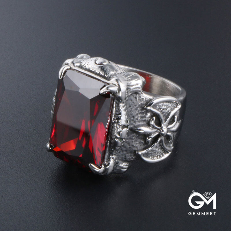 Titanium Steel Cast Magnificent Red Zircon Ring