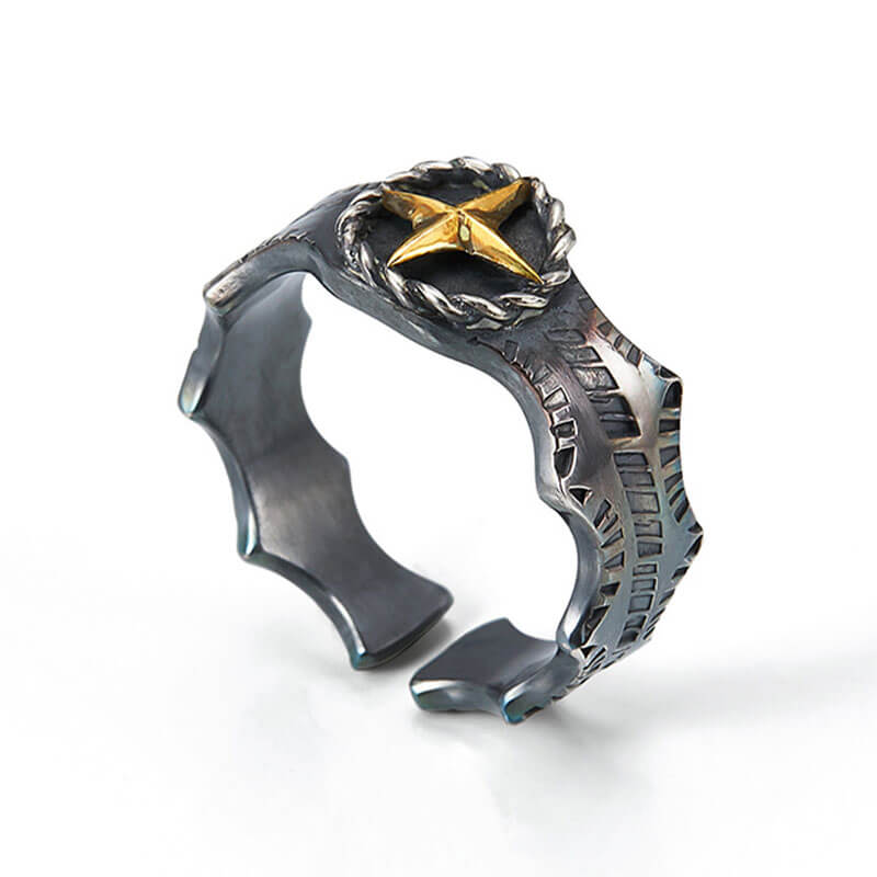 "Starlight" Vintage Handmade Men's Cross Ring