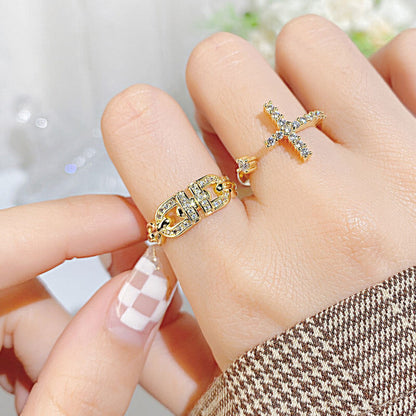 Fashion Creative Personality Design Double D All-match Hollow Open Ring