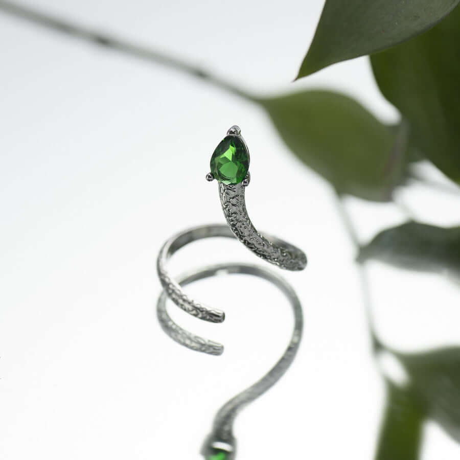 Emerald Snake Knuckle Cuff Ring