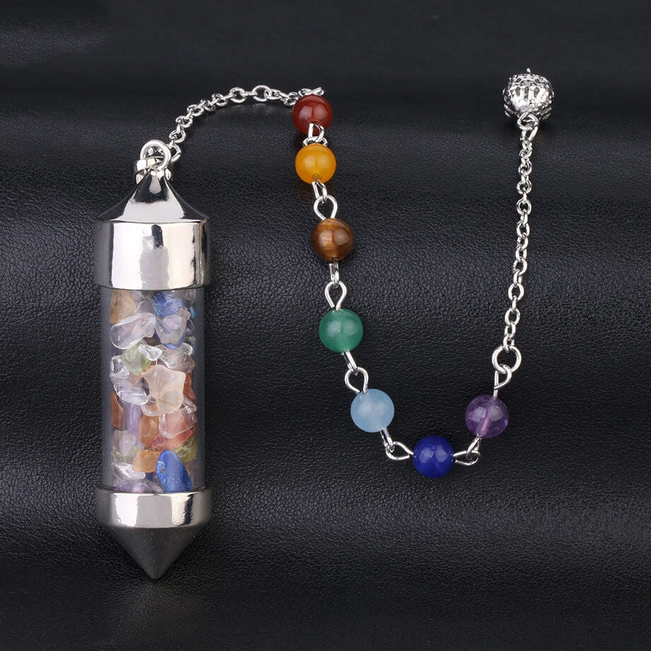 Wishing Bottle Seven-color Stone Cone Pendant