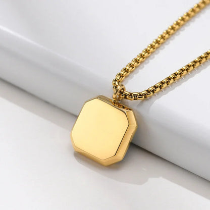 Square Pendant Men Long Sweater Chain Necklace