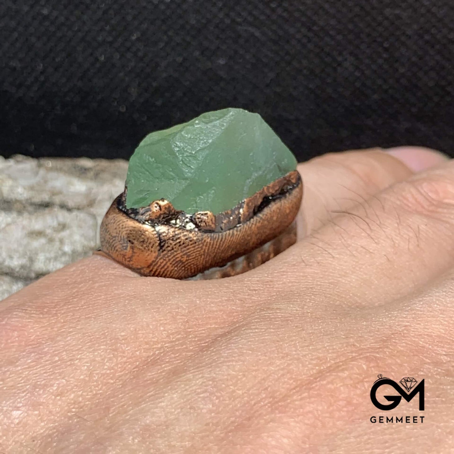 Green Fluorite Plated Bronze Serpentine Open Ring