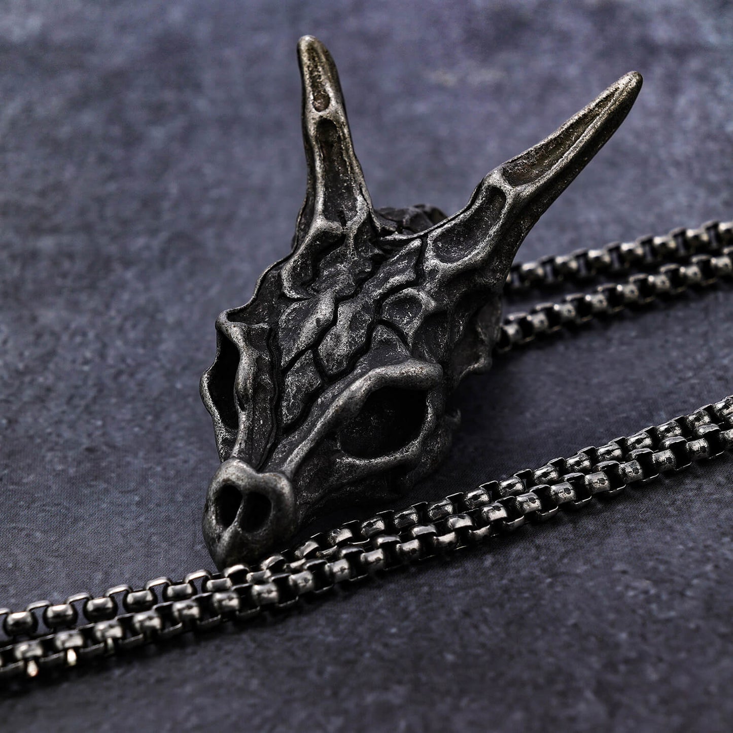 Vintage Dragon Head Skull Bone Stainless Steel Pendant