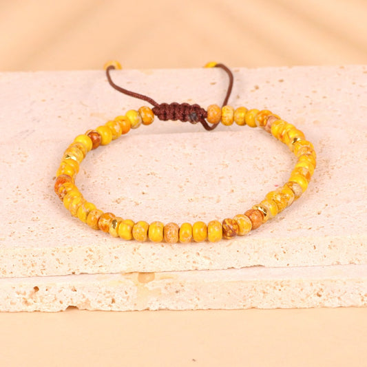 Bright Yellow Turquoise Flat Bead Bracelet