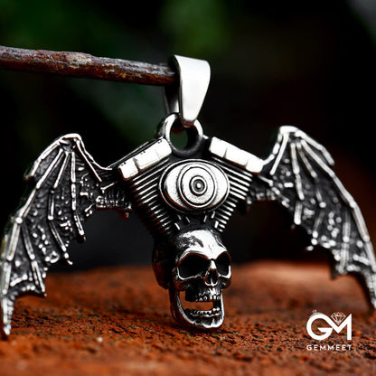 Stainless Steel Bat Skull Pendant