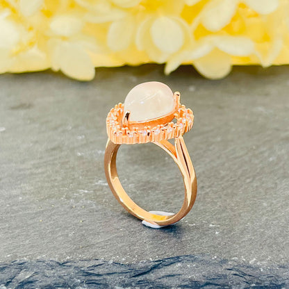 Big Pear Cut Moonstone Halo Ring