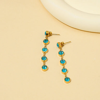 Zircon Tassel Stainless Steel Earrings