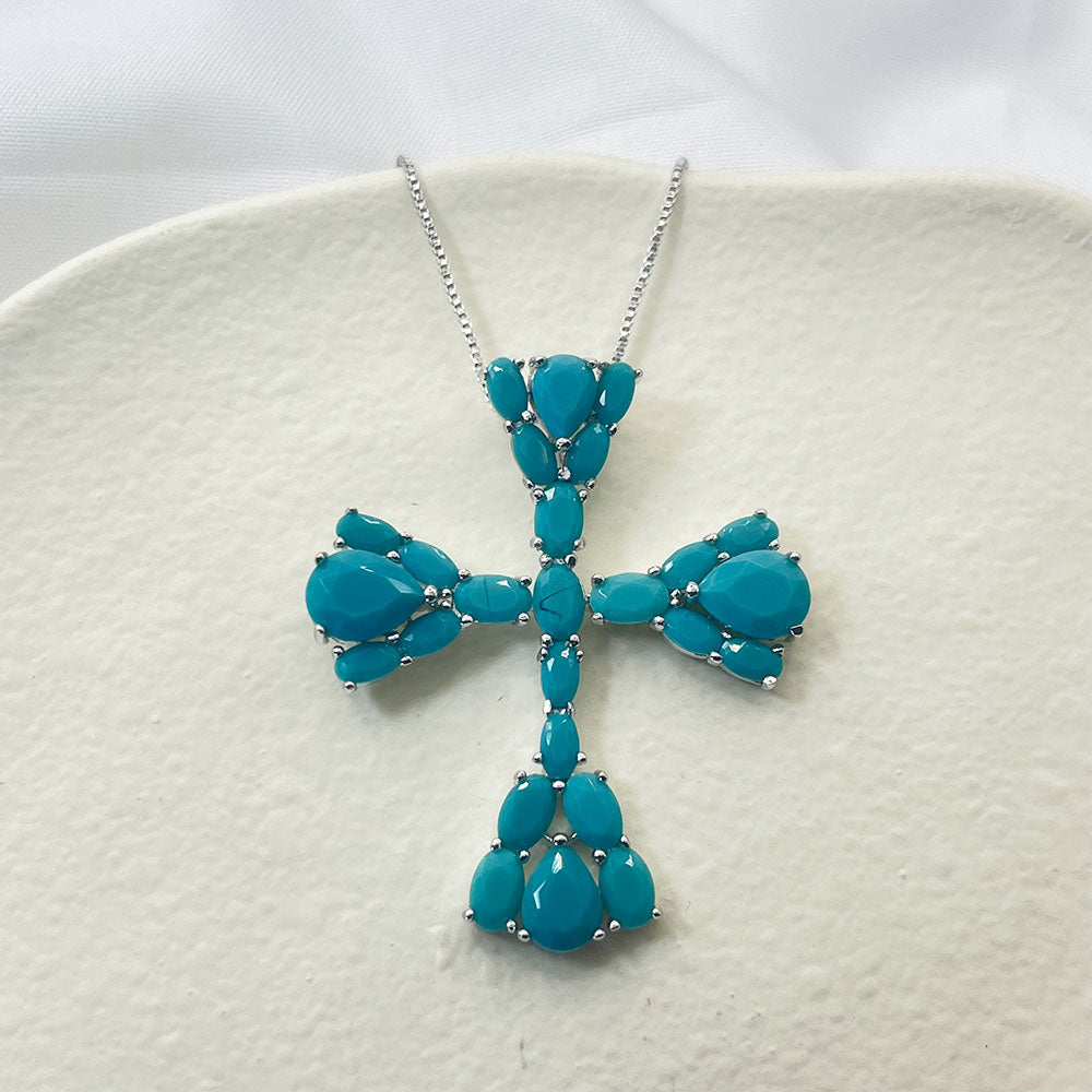 Inlaid Turquoise Pendant Necklace