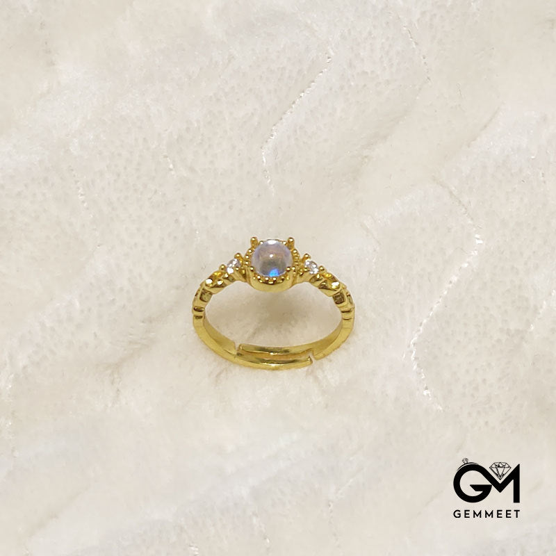 Moonstone Open Rattan Gold-plated Ring