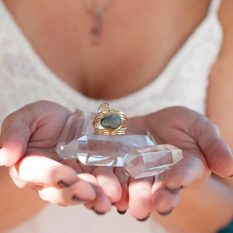 Labrador Stone and Moonstone Ring