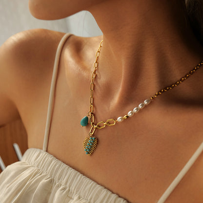 18K Turquoise Pendant Light Luxury Necklace