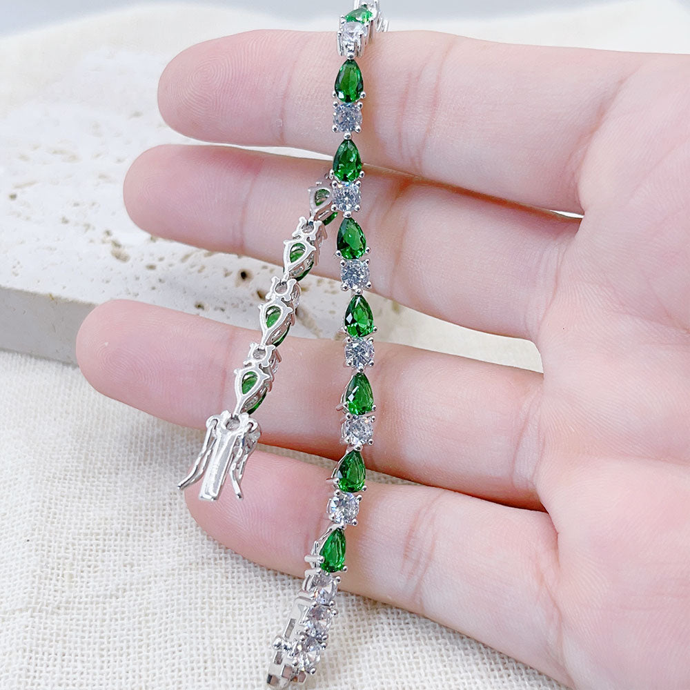 Arrow Inlaid Green Zircon Bracelet