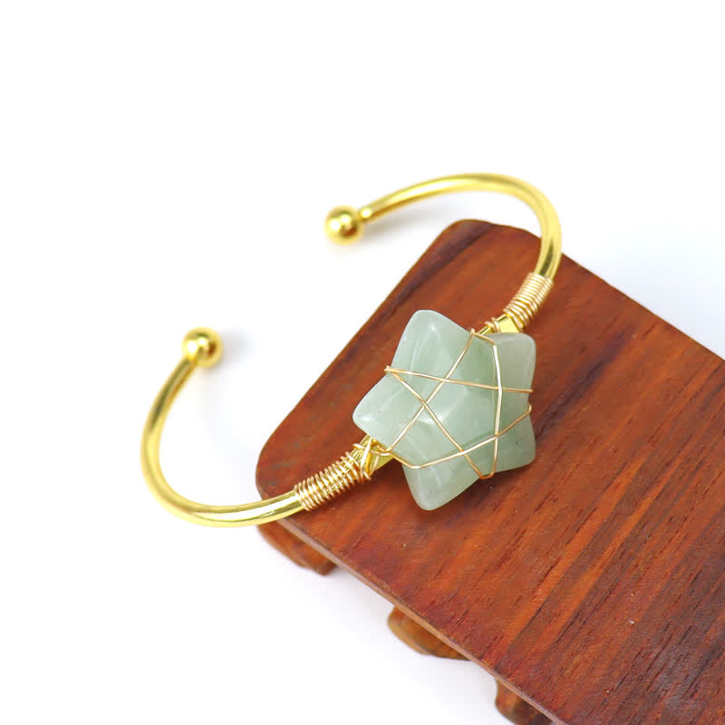 Gold Wire Wrapped Star Shape Gemstone Bracelet