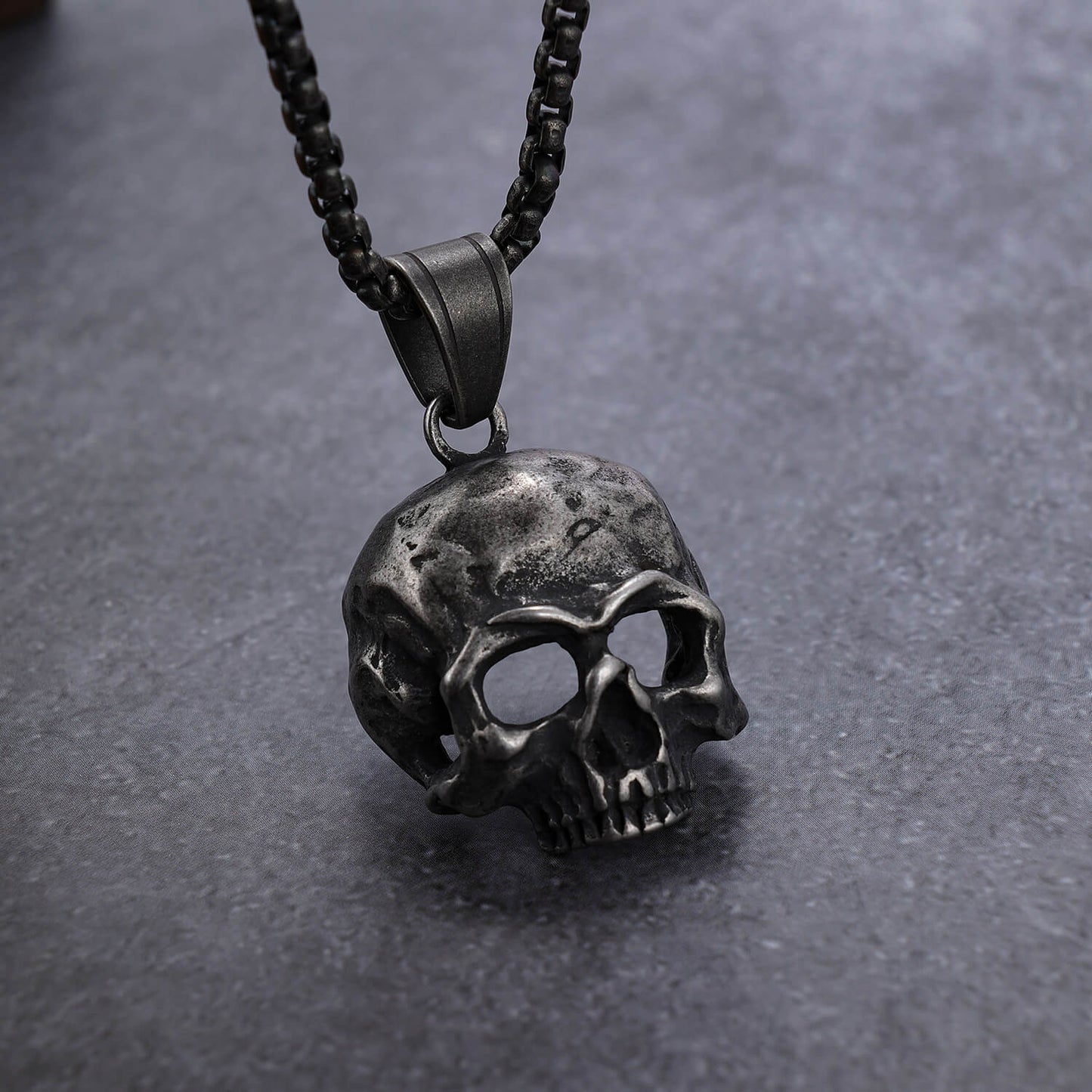 Vintage Stainless Steel Skull Pendant