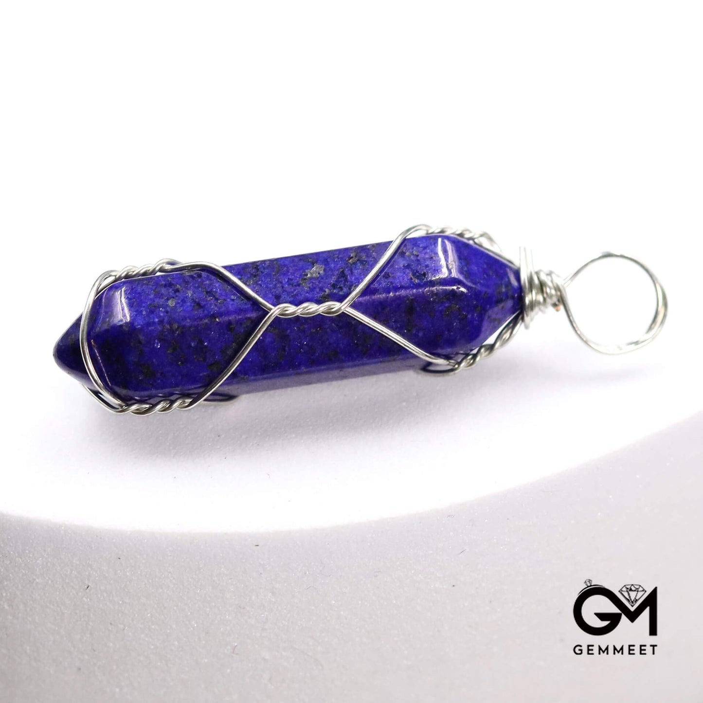 Silver Plating Wire Hexagonal Crystal Bullet Pendant