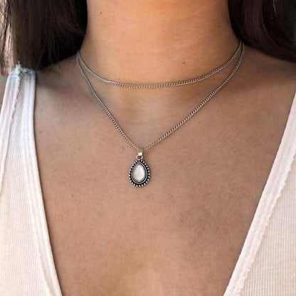 Drip Shape Moonstone Double Choker Necklace