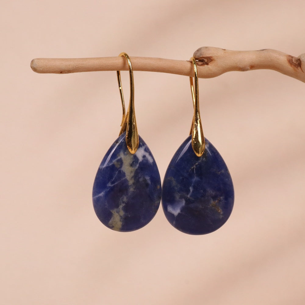 Amethyst Red Stone Blue Apatite Drop Earrings