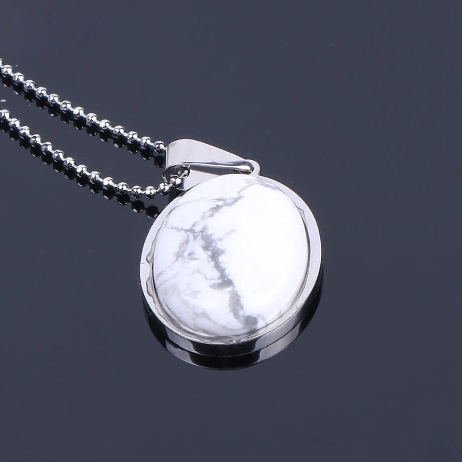 Oval Convex Simple Pendant Necklace