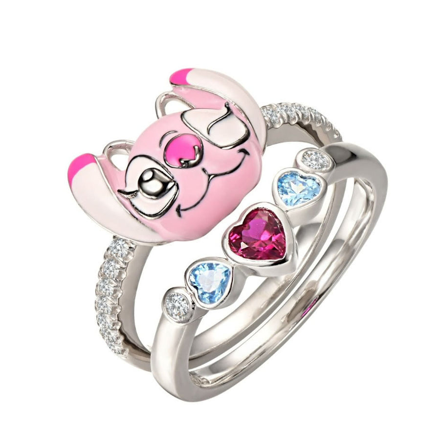 Two Pieces Cute Cartoon Colourful Zircon Ring