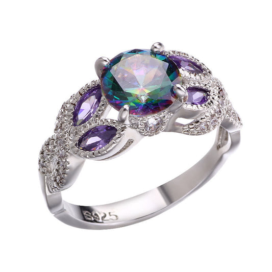 Colorful Oval Zircon Ring