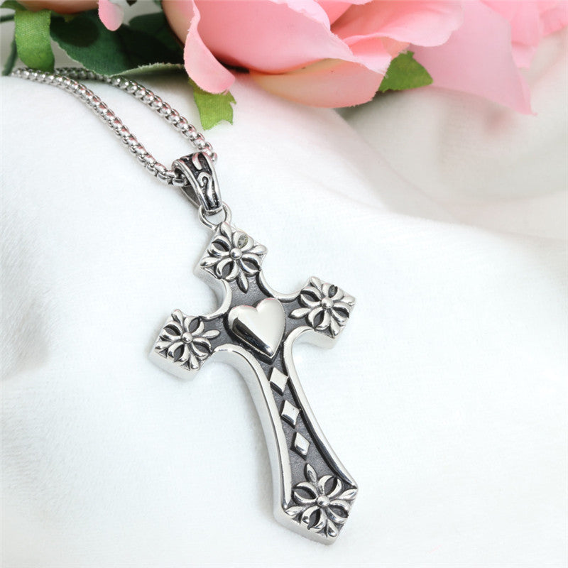 Hip Hop Retro Heart Cross Pendant