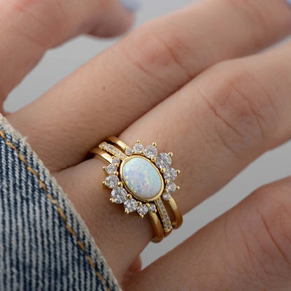 Opal Stacking Three Layer Ring Ring