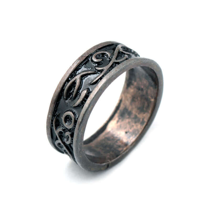 Men's Viking Carved Floral Leaf Ring