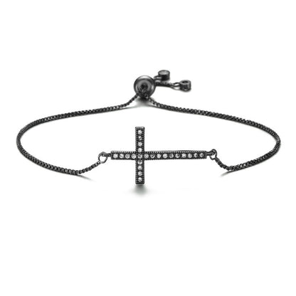 Cross Shape Full Stones Pendant Bracelet