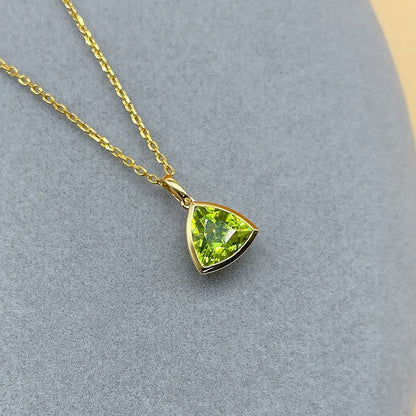 Peridot Triangle Pendant Necklace