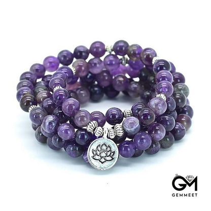 Lotus Symbol Amethyst Mara Necklace Bracelet