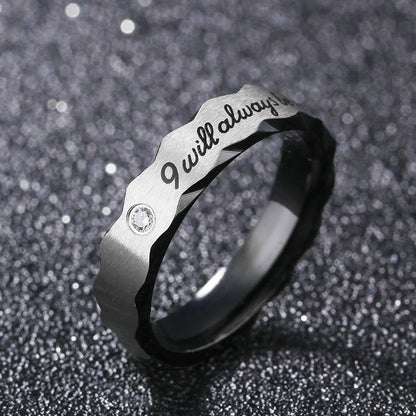 "I will always be with you" - Lettering Couple Ring