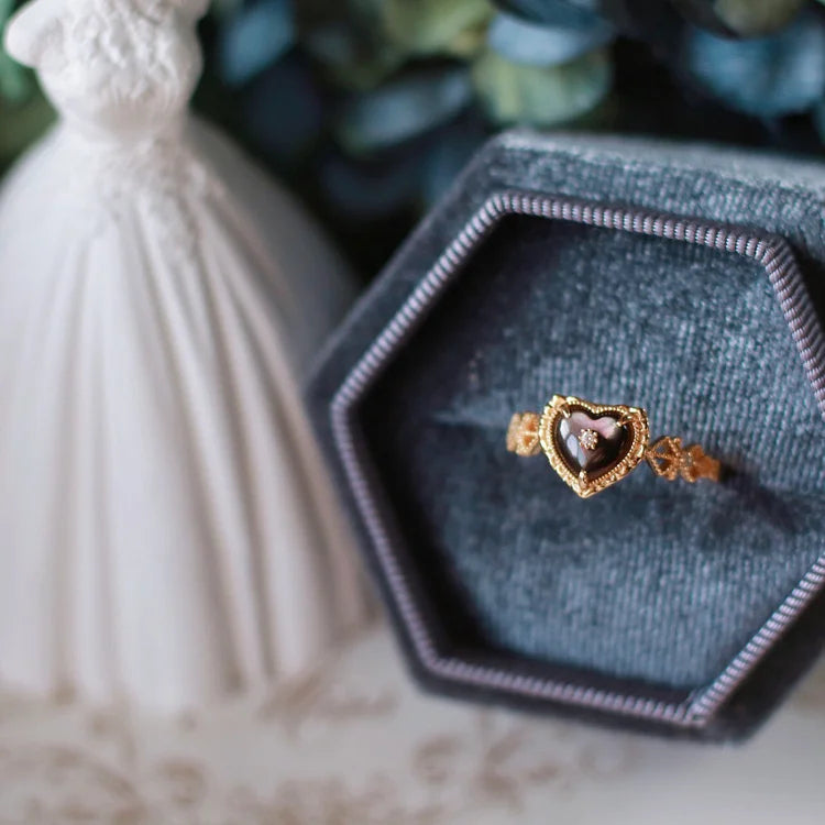 Sterling Silver Gold Plated Labradorite Heart Shaped Ring