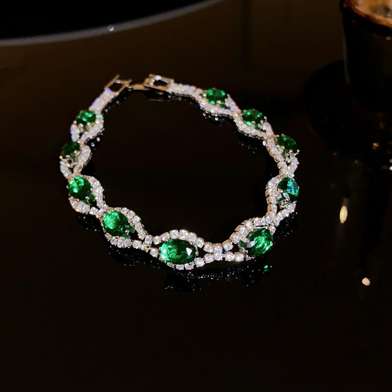 Diamond-set Oval Buckle Bracelet