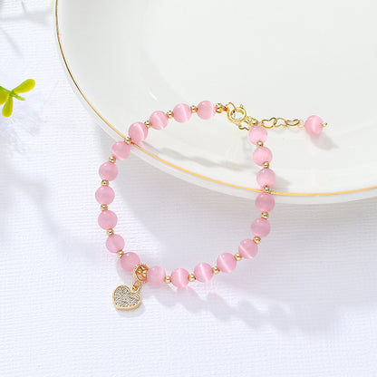 Simple Love Cat's Eye Stone Bracelet