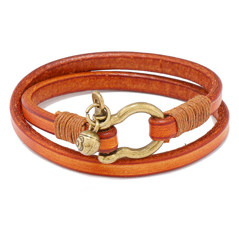 Creative Retro Two Circle Men's Leather Bracelet Simple Horseshoe Buckle Bracelet