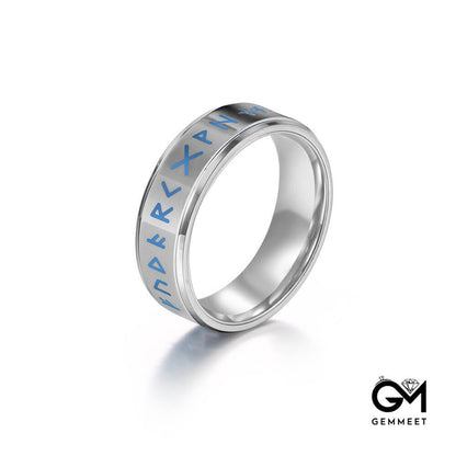 Titanium Steel Rotatable Three-color Symbol Ring