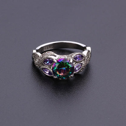 Colorful Oval Zircon Ring