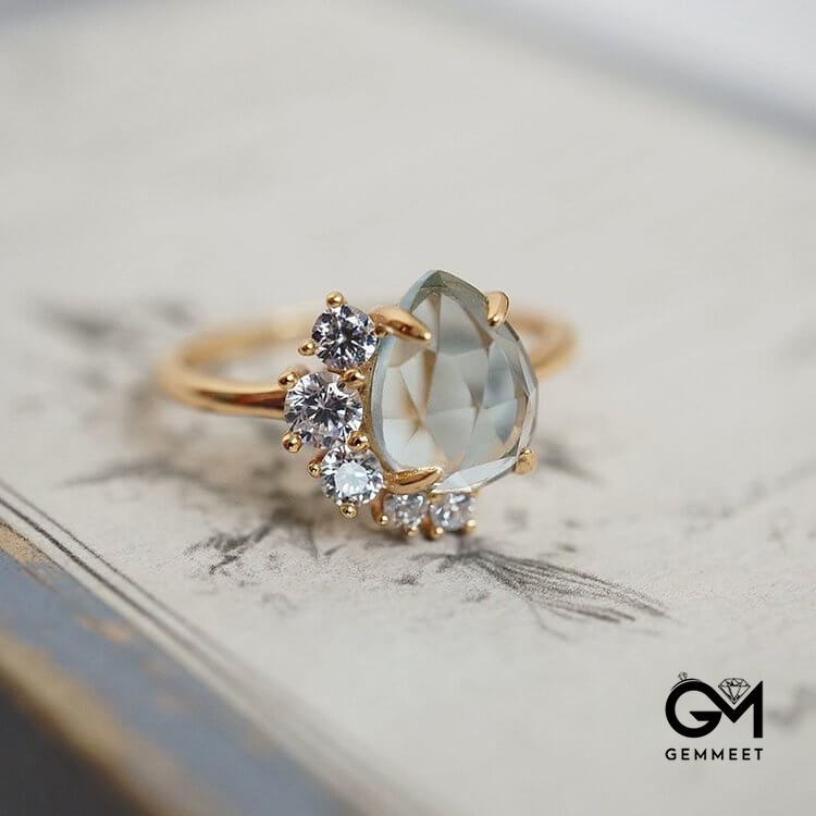 "The Eternal Bliss" - Aquamarine with Zircon Ring